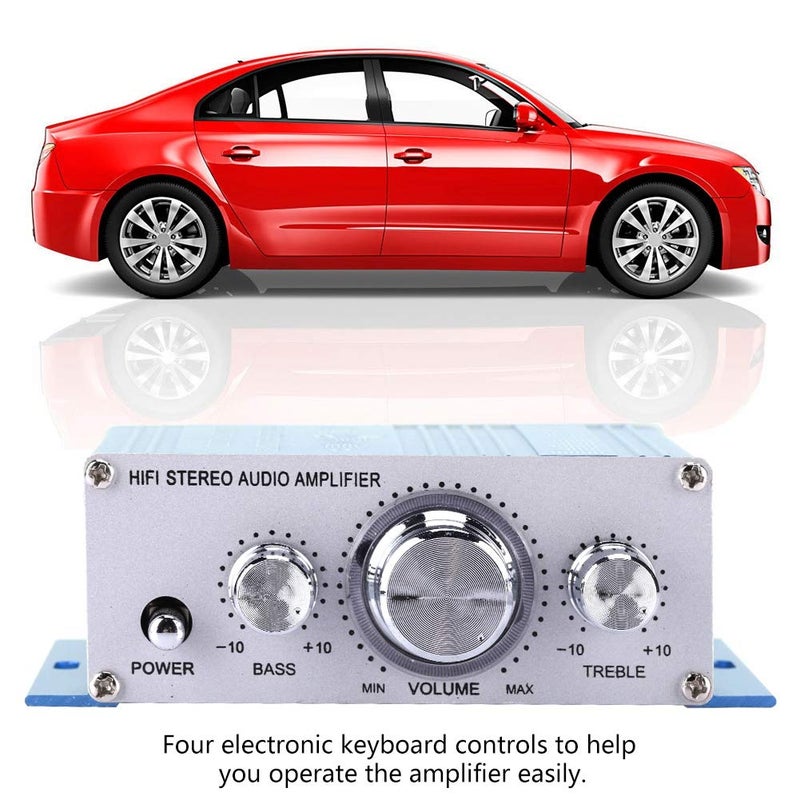 Pomya Stereo Audio Amplifier, Mini Digital HiFi Bass Audio Subwoofer Amp, Portable Music CD DVD MP3 FM Player Power Amplifier for Home Car, Motorcycles(Blue) - Image 2